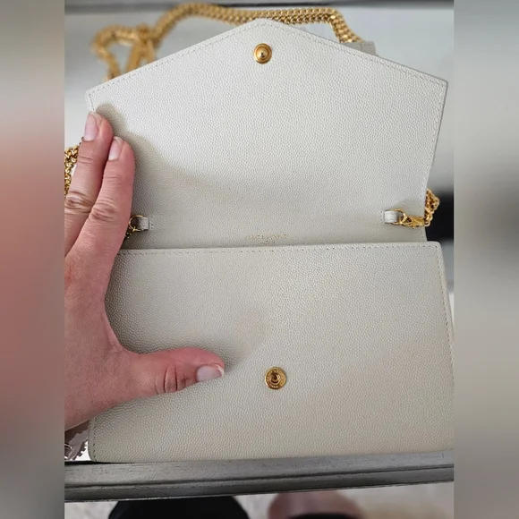 🍸💰​AUTHENTIC Saint Laurent UPTOWN CHAIN WALLET IN GRAIN DE POUDRE EMBOSSED COA - Picture 5 of 11